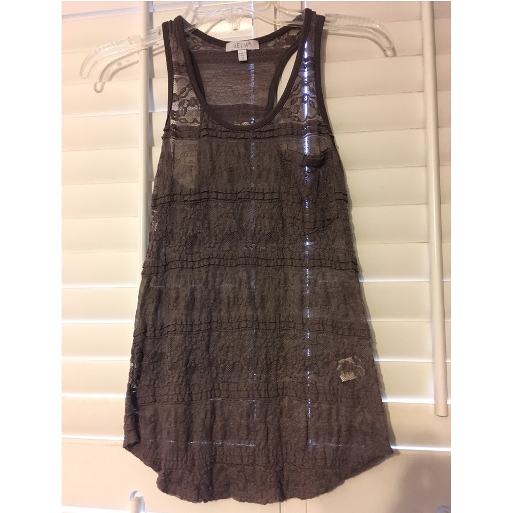 Taupe lace tank top